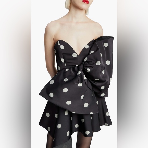 Bardot Brydie Polka Dot Strapless Bow Minidress - Picture 4 of 7